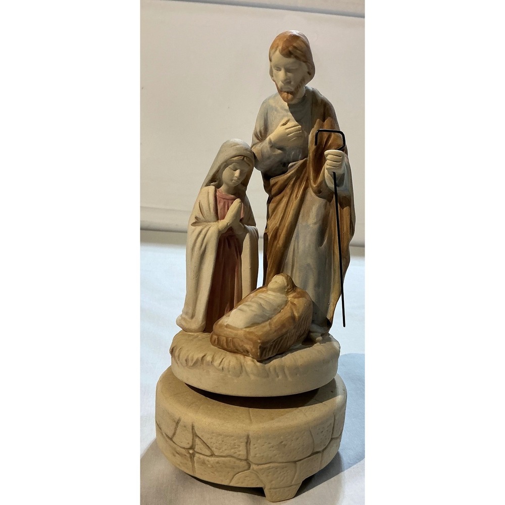 Working Holy Night Nativity Music Box Mary Joseph Baby Jesus Christmas Decor